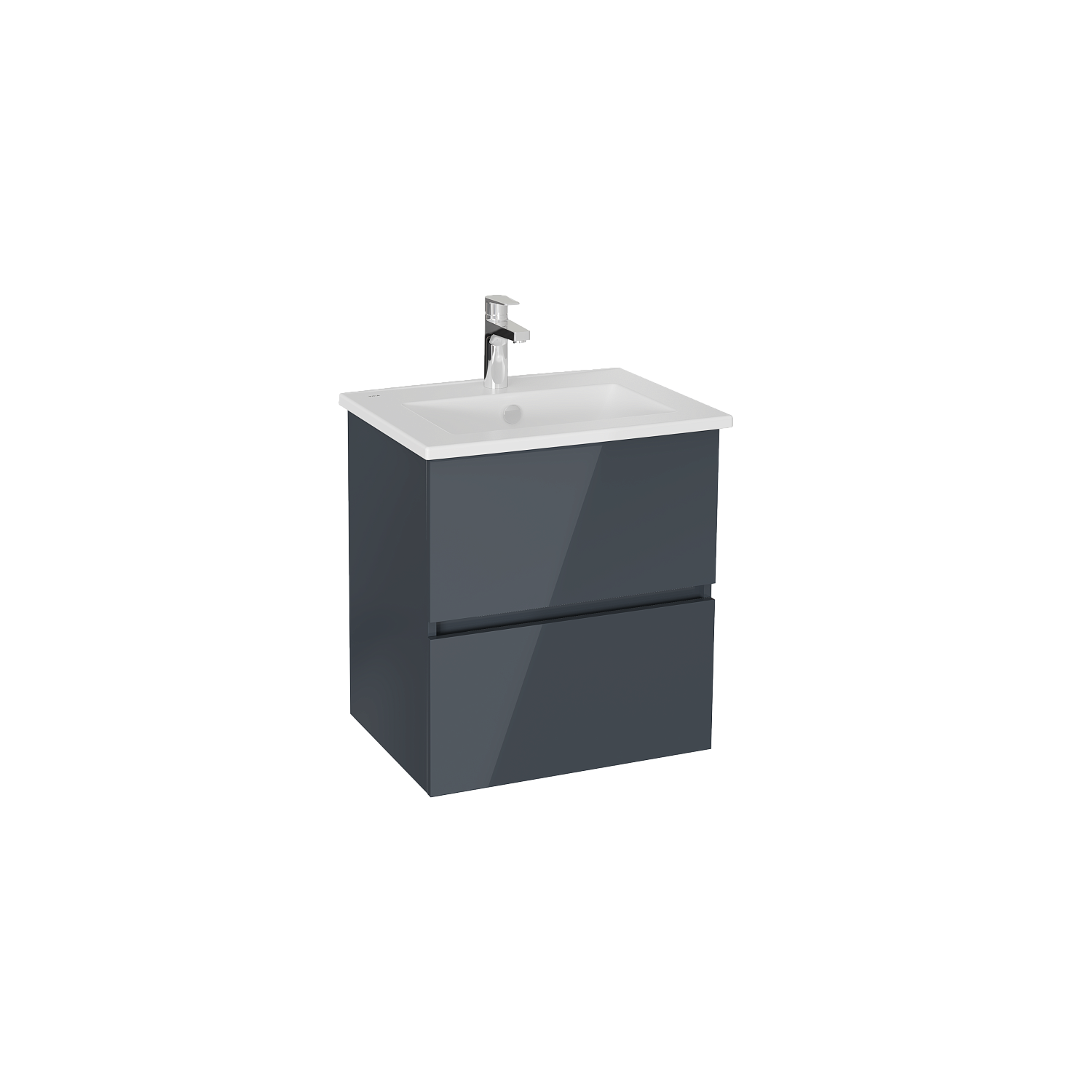 Тумба с раковиной для ванной VitrA Mia Plus Square 60 см антрацит глянец МДФ