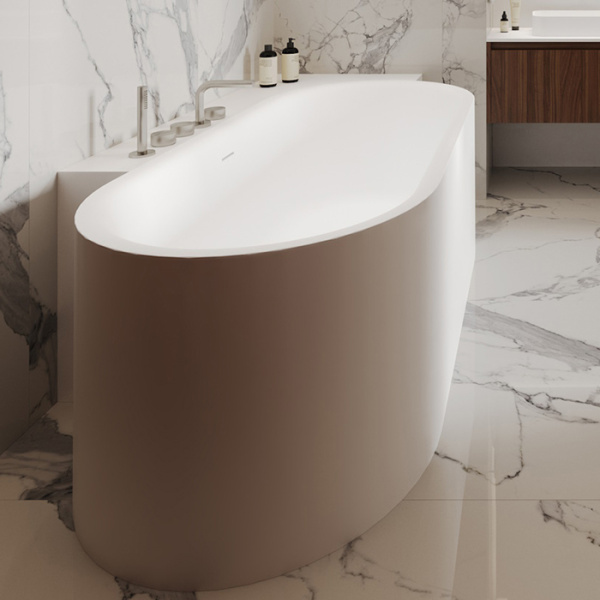 Salini Perla CR Ванна S-Stone 180x90x60см в правый угол, интегрированный слив-перелив, донный клапан, сифон, ножки , цвет белый матовый 