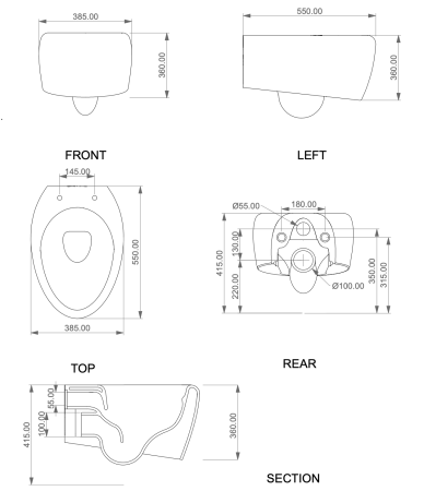 Чаша подвесного унитаза GSG Ceramic Design Touch TOWCSOSC001, белый матовый 