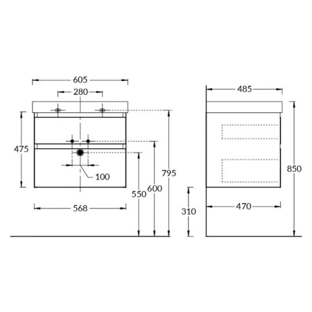 Kerama Marazzi Тумба CUBO подвесная с ящиками 60, лимо матовая 