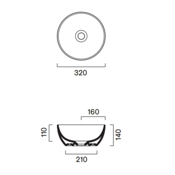 Catalano SFERA Раковина D32 h14 накладная, без отв. под смеситель, покрытие Cataglaze+, цвет белый глянцевый 
