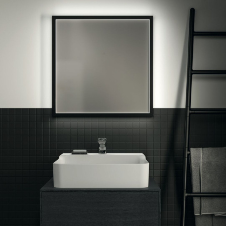 Ideal Standard Conca Квадратное зеркало в черной раме 60 см, диаметральная светодиодная подсветка neutral 