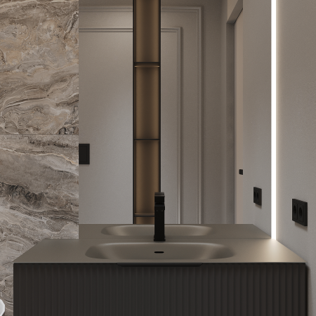 Раковина накладная алюминиевая M115G80 темный серый 