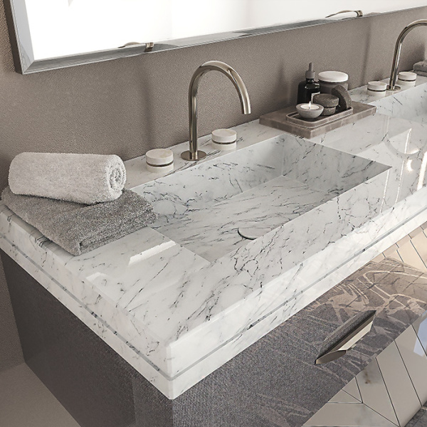 VITAGE milldue edition FOUR SEASONS Столешница мраморная 1800х560х95 мм, c 2 интегрированными раковинами, c 3 отверстиями для смесит, цвет Paonazzetto 