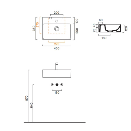 Catalano PREMIUM Раковина 45x35, без отв. под смеситель, покрытие Cataglaze+, цвет белый глянцевый 