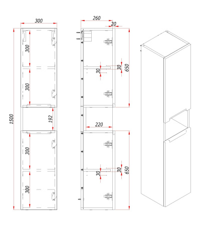Шкаф навесной Дион, Графит мат/Дуб 150 