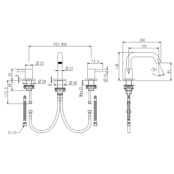 NEMO NM-2317BN Смеситель для раковины с донным клапаном BRUSH NICKEL 