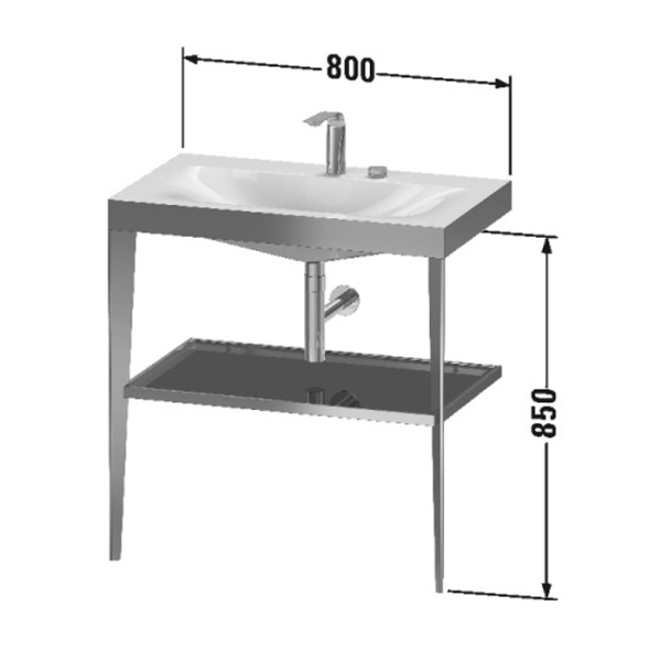 Duravit XViu Консоль напольная, 850x800x480мм с полкой, с раковиной без перелива, без отв., цвет: black matt/flannel grey high gloss lacquer 