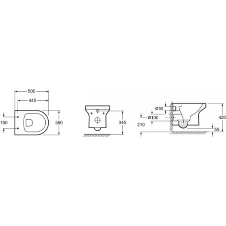 EDX114RU-00 Elite Rimless подвесной унитаз в комплекте с тонким сиденьем, креплениями, розовая уп. 