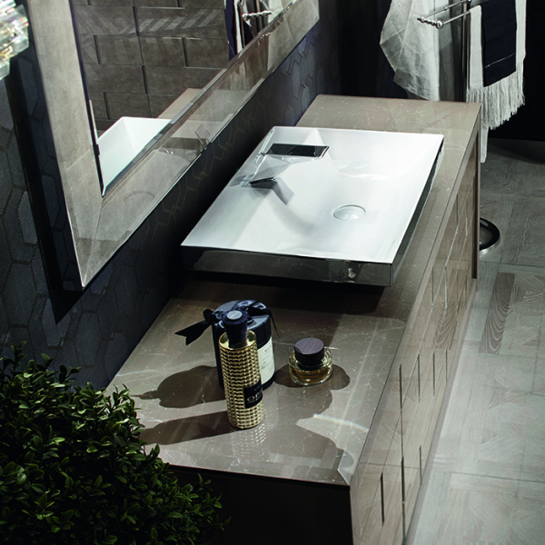 VITAGE milldue edition Раковина LONDRA 700х500х125 мм., керамическая, без перелива, c 1 отверстием для смесителя, цвет белый/платина 