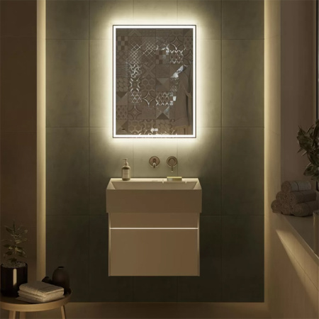 Kerama Marazzi Зеркало TECNO 60х80 см. c LED подсветкой, с функцией антизапотевание, белое глянцевое 