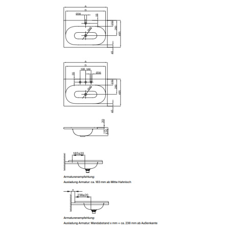 BETTE COMODO Раковина встраиваемая на столешницу 800×495×120 мм,  без отв под смес.и перел. с крепл. в компл.цвет белый 