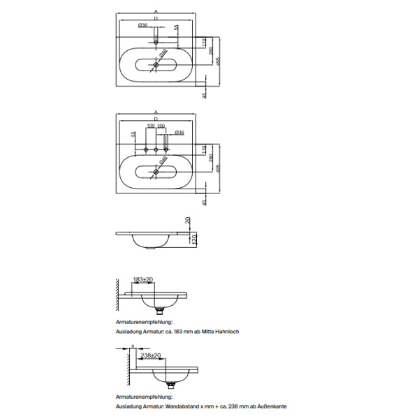 BETTE COMODO Раковина встраиваемая на столешницу 800×495×120 мм,  без отв под смес.и перел. с крепл. в компл.цвет белый 