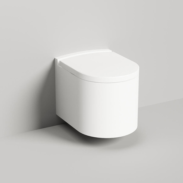 Salini GEMELLI Унитаз подвесной 530х410х420 мм, материал S-Stone матовый, внутри керамика, крышка микролифт, крепеж к инсталл., цвет белый 