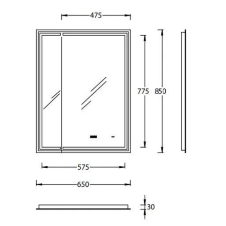 Kerama Marazzi Зеркало TECNO M 65х85 см. с поворотной дверцей, подсветкой и функцией антизапотевание, белое 