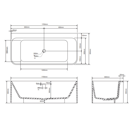 DEA DESIGN Modern Ванна 1700х800хh560 мм отдельностоящая, цвет Dark Green №11 