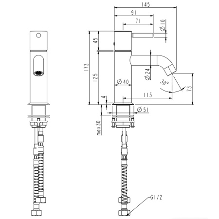 NEMO NM-2311CR Смеситель для раковины с донным клапаном CHROME PLATED 