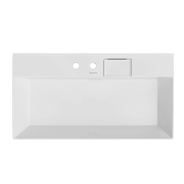 Kerama Marazzi Раковина LOGICA мебельная\подвесная  90*48*14,5см, с 2 отв.под смеситель, с переливом, белая глянцевая 