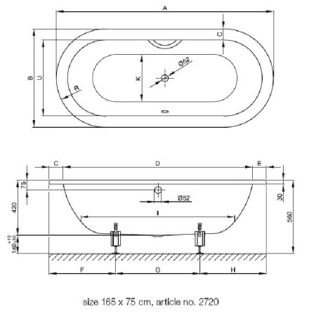 BETTE Starlet Oval  Ванна  с шумоизоляцией 165х75х42см, белая BetteGlasur® Plus 