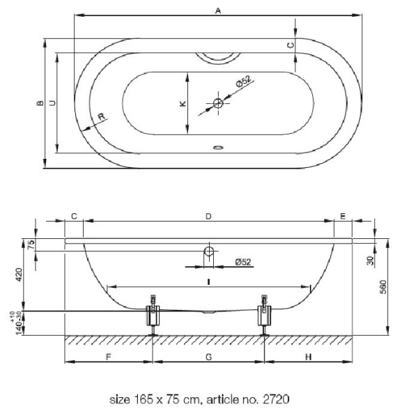 BETTE Starlet Oval  Ванна  с шумоизоляцией 165х75х42см, белая BetteGlasur® Plus 