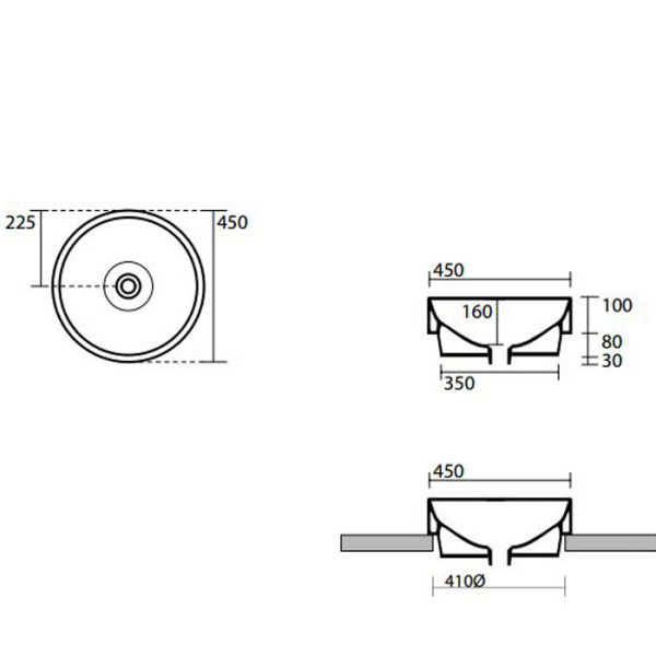 Kerasan Cento Раковина круглая, 45см, без отв под смес, без перелива накладная или встраиваемая, цвет: Borgogna matt (НЕ произв с июня 2025) 