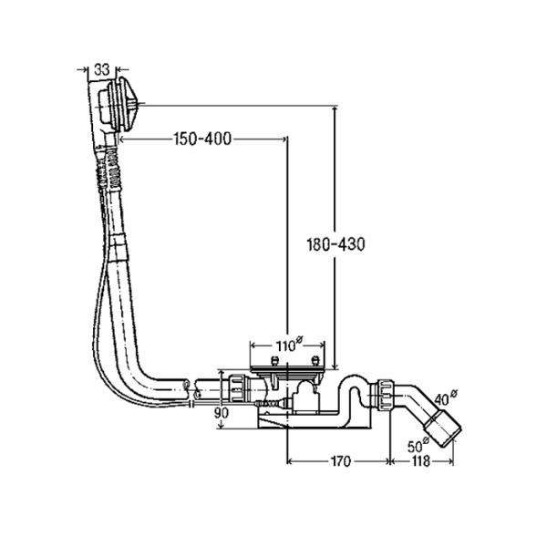 BETTE Слив-перелив Bette Rotaplex R5,удлиненный, диаметр 90мм, цвет хром (Cо склада продаем только с ваннами EVE!) 