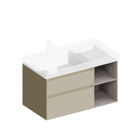 Kerama Marazzi Тумба CUBO левая подвесная с ящиками 90, Лимо матовая-древесная 