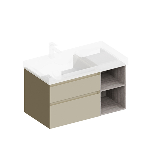 Kerama Marazzi Тумба CUBO левая подвесная с ящиками 90, Лимо матовая-древесная 