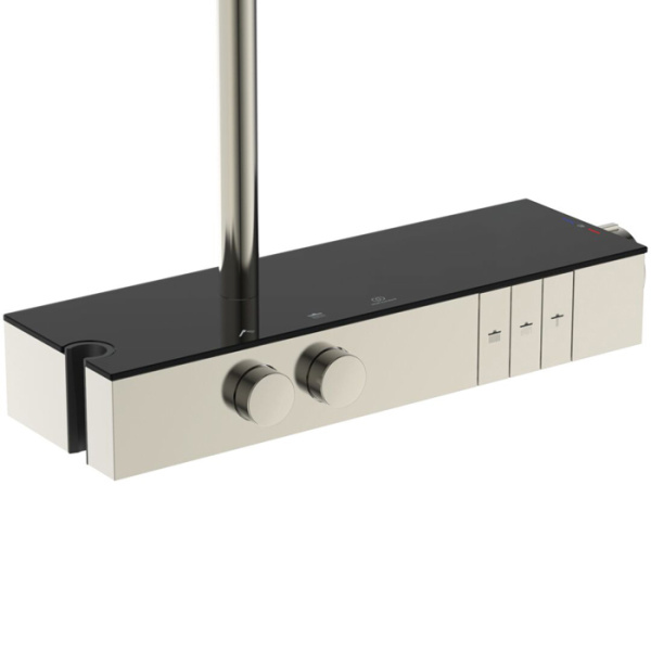 Ideal Standard Solos Душевая стойка с термостатич.смесителем для душа, верхний душ 33см, руч.душ, шланг 175см, без A1070NU, цвет: PVD Silver Storm 