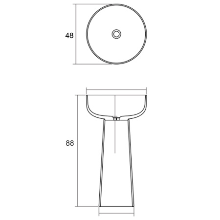 DEA DESIGN Washbasins Раковина напольная 48x48xh88 см, материал: Glasstech прозрачная смола, цвет: чаша brown copper/пьедестал белый 