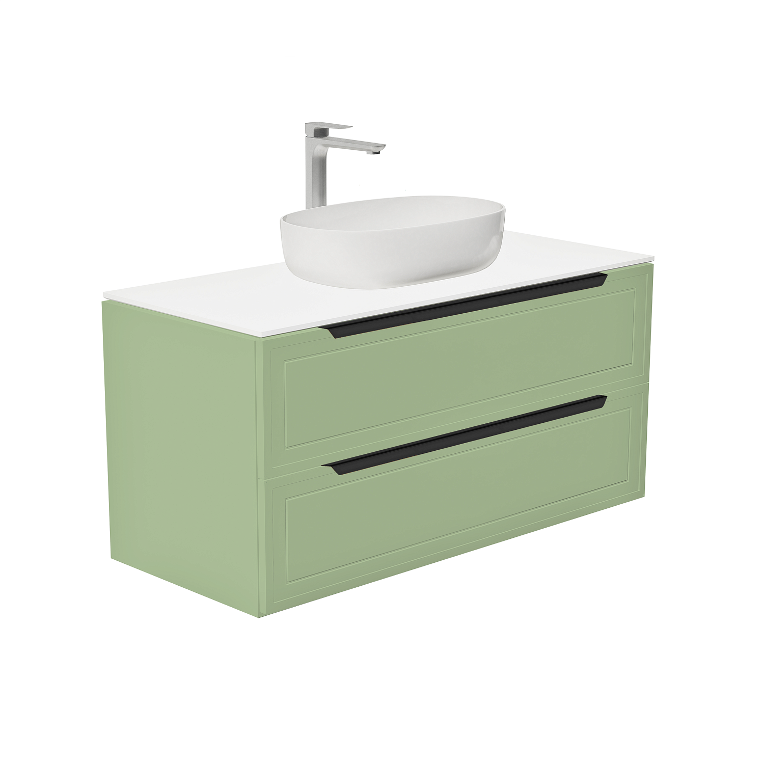 Тумба со столешницей Севилья, Фисташковый / Столешница компакт-плита, Белая