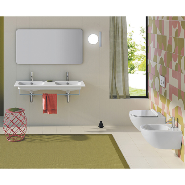 Catalano ITALY Раковина 125x50 двойная, с 2 отв. под смеситель, покрытие Cataglaze+, цвет белый глянцевый 