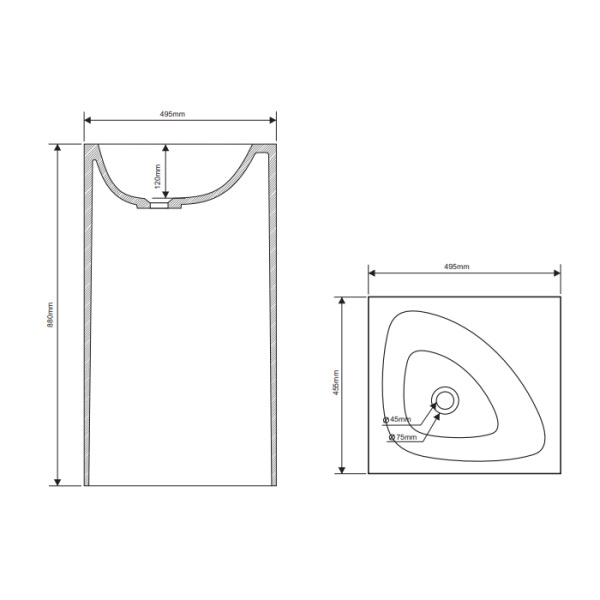 DEA DESIGN Раковина напольная 495х455хh880 мм, цвет brown copper 