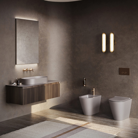 Catalano ZERO Биде напольное 55x35, с 1 отв. под смеситель, покрытие Cataglaze+, без крепежа, цвет Tortora Satinato 