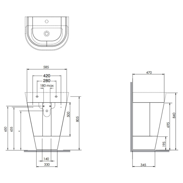 AZZURRA FORMA Раковина накладная/подвесная  65х50х16 см, с 1 отв под смеситель, цвет белый 