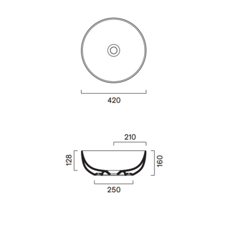 Catalano SFERA Раковина D42 h16 накладная, без отв. под смеситель, покрытие Cataglaze+, цвет белый глянцевый 