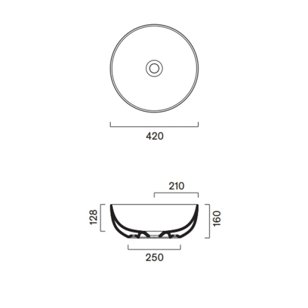 Catalano SFERA Раковина D42 h16 накладная, без отв. под смеситель, покрытие Cataglaze+, цвет белый глянцевый 