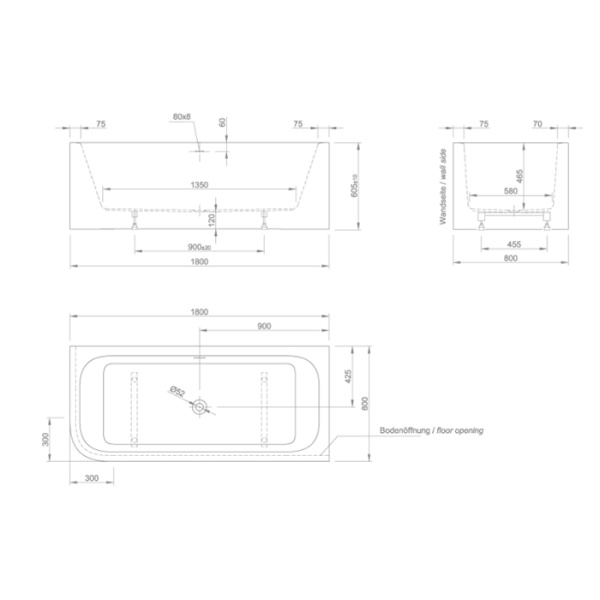 KNIEF Слив перелив с системой Click-Clack, с гибким шлангом и горизонтальным отводом, цвет хром (смонтирован на ванне) 