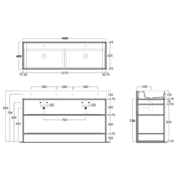 SIMAS AGILE Структура металлическая 141x46xh72 см, напольная, для раковины AG141, с 2 полками, цвет черный матовый 