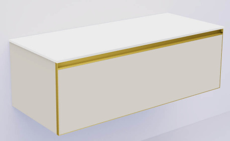 QUATRO 1 120CM  тумба CASHMERE профиль MATT GOLD + внутр. подсв. 