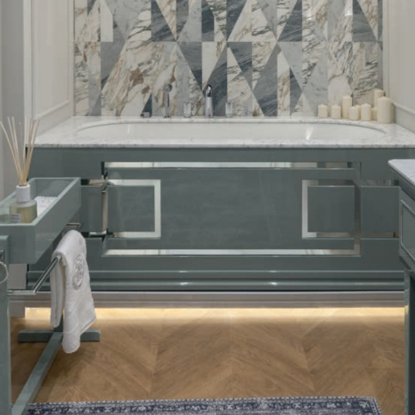 OASIS LUTETIA Столешница мраморная 1650х560х20 мм., с 1 отверстием для раковины, с 3 отверстиями для смесителя, мрамор Bianco Statuario 