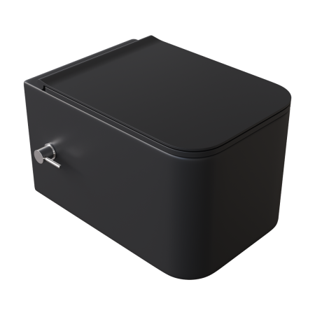 Унитаз подвесной с функцией биде, Mane Черный матовый c крышкой 