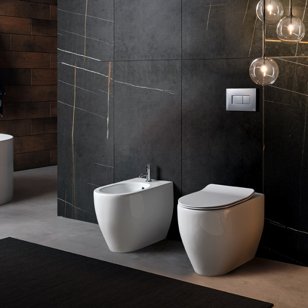 Kerasan Flo унитаз NEW напольный  БЕЗОБОДКОВЫЙ 53см, цвет белый (крепить на силикон или на крепеж 762901) 