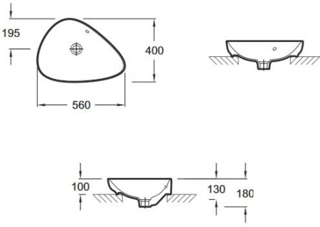 EVI102-00 раковина на столешницу NOUVELLE VAGUE /56х40/ (белый) 