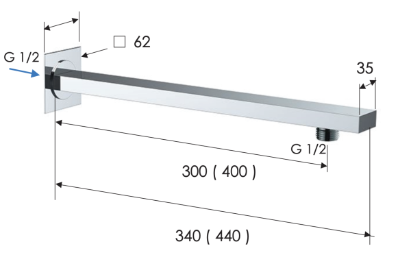Кронштейн для верхнего душа 40 см Remer 348Q40 