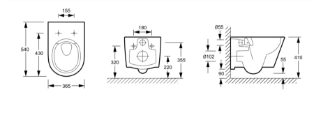 EDAB102-00 Bastille Подвесной унитаз без обода 