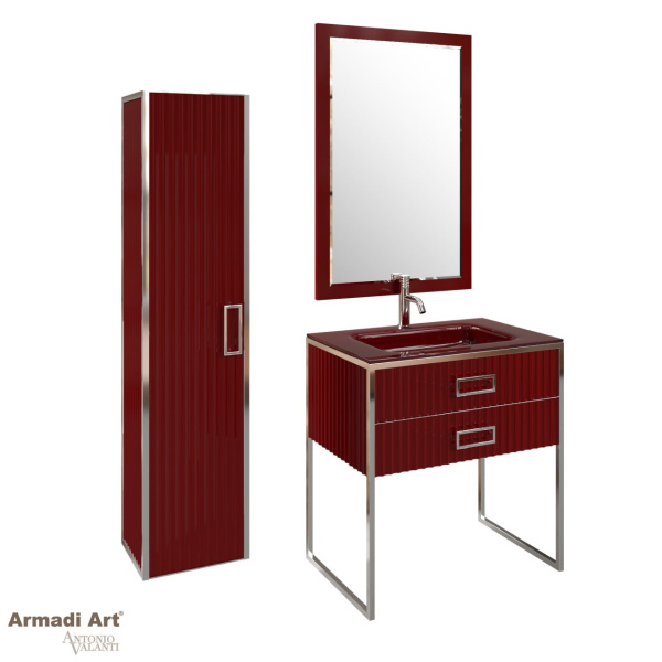 Пенал MONACO  бордо глянец +  хром  без ножек 