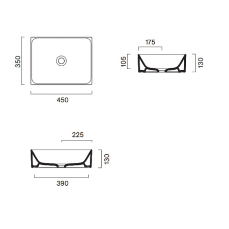 Catalano PREMIUM Раковина 45x35 накладная, без отв. под смеситель, покрытие Cataglaze+, цвет Cemento Satinato 