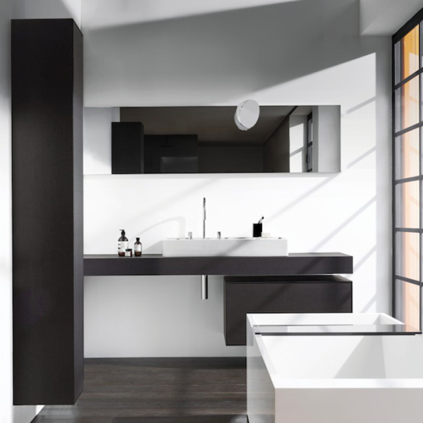 LAUFEN BOUTIQUE Тумба под раковину 900x500x430 мм., 1 ящик, с отверстием для раковины по центру, цвет темный дуб 