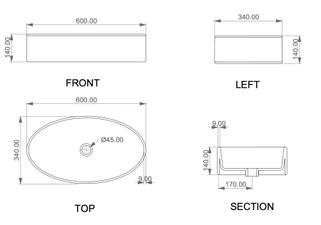 Раковина накладная 60х34 см GSG Ceramic Design Like LKLAVFSBF60000, белый глянцевый 